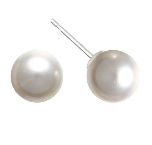 Faux Pearl Studs Hypoallergenic Earrings for Sensitive Ears Made with Plastic Posts