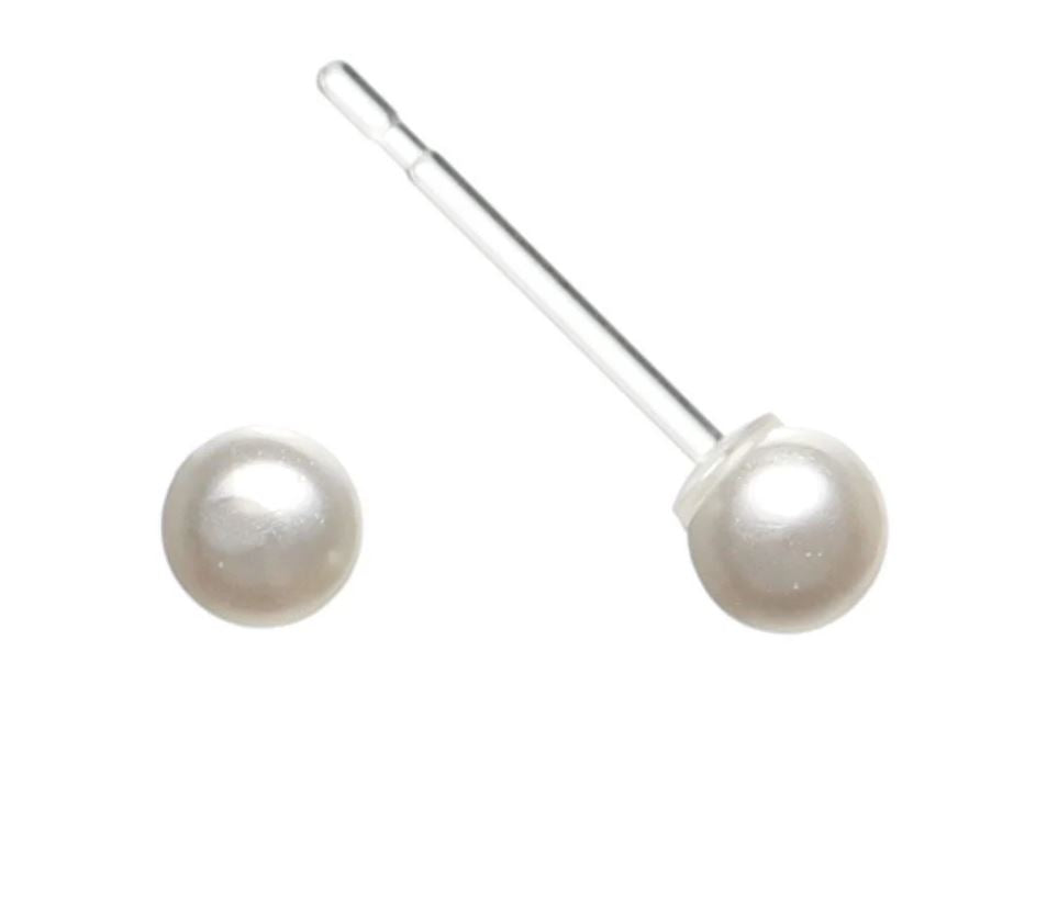 Faux Pearl Studs Hypoallergenic Earrings for Sensitive Ears Made with Plastic Posts