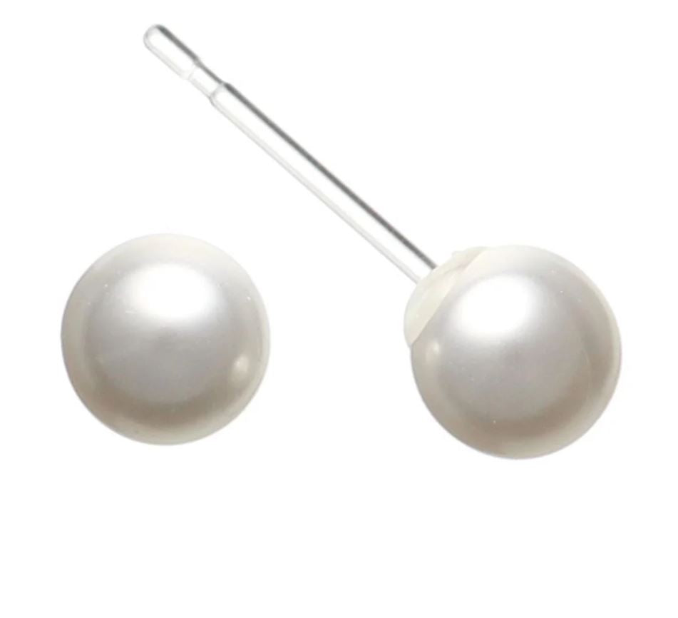 Faux Pearl Studs Hypoallergenic Earrings for Sensitive Ears Made with Plastic Posts