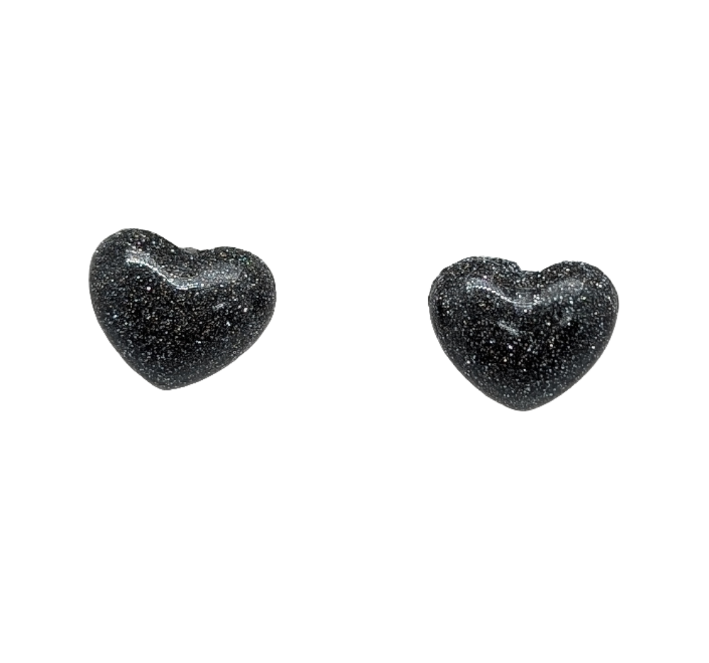 Petite Glitter Heart Studs - Charlie's Choice