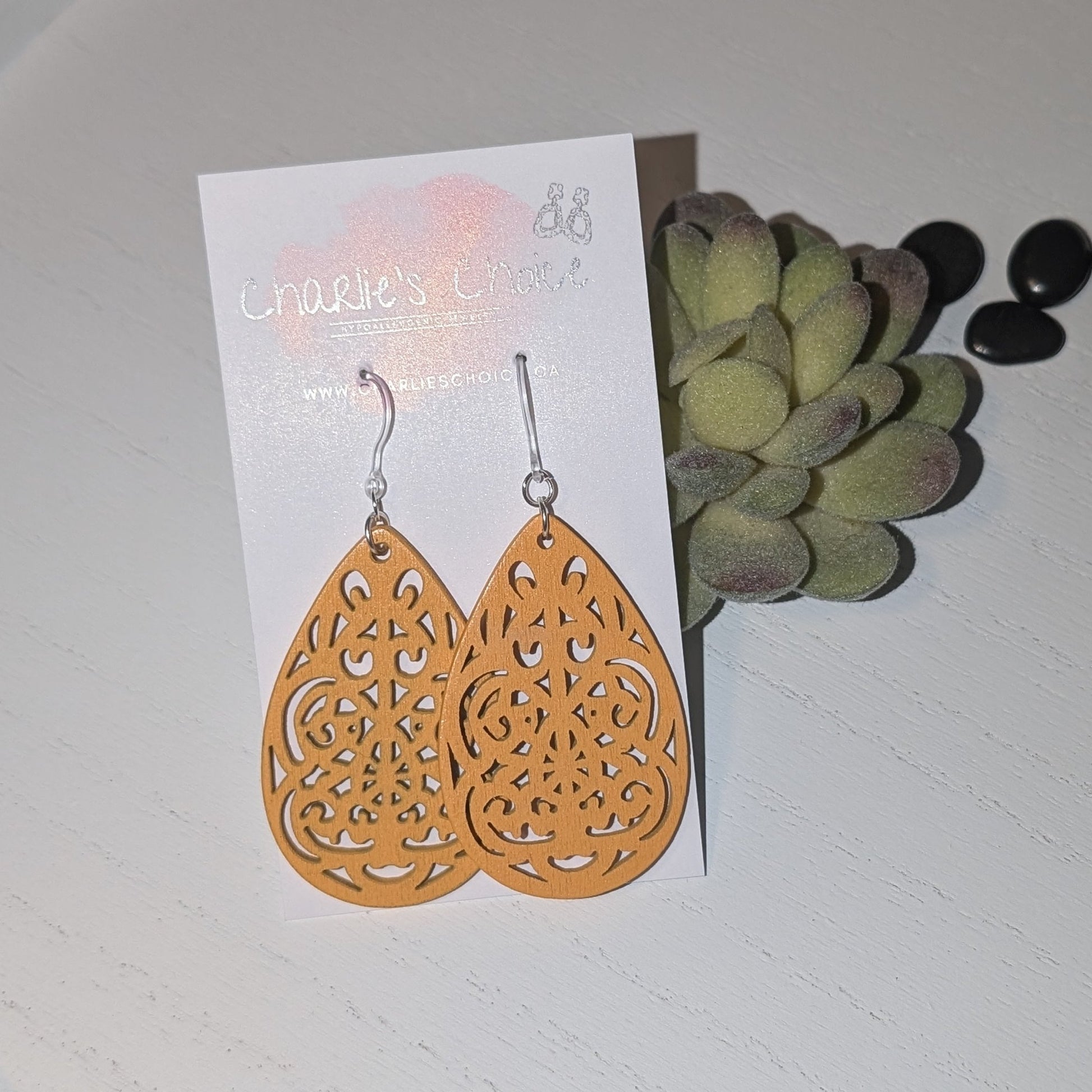 Wooden Teardrop Dangles - Charlie's Choice