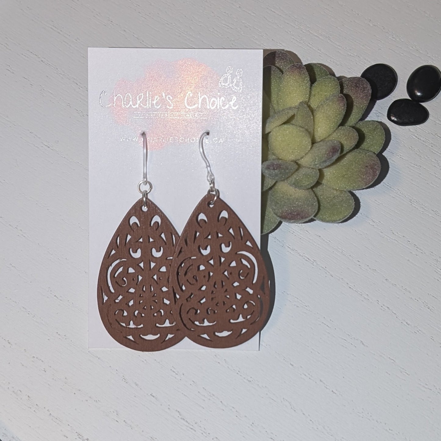 Wooden Teardrop Dangles - Charlie's Choice