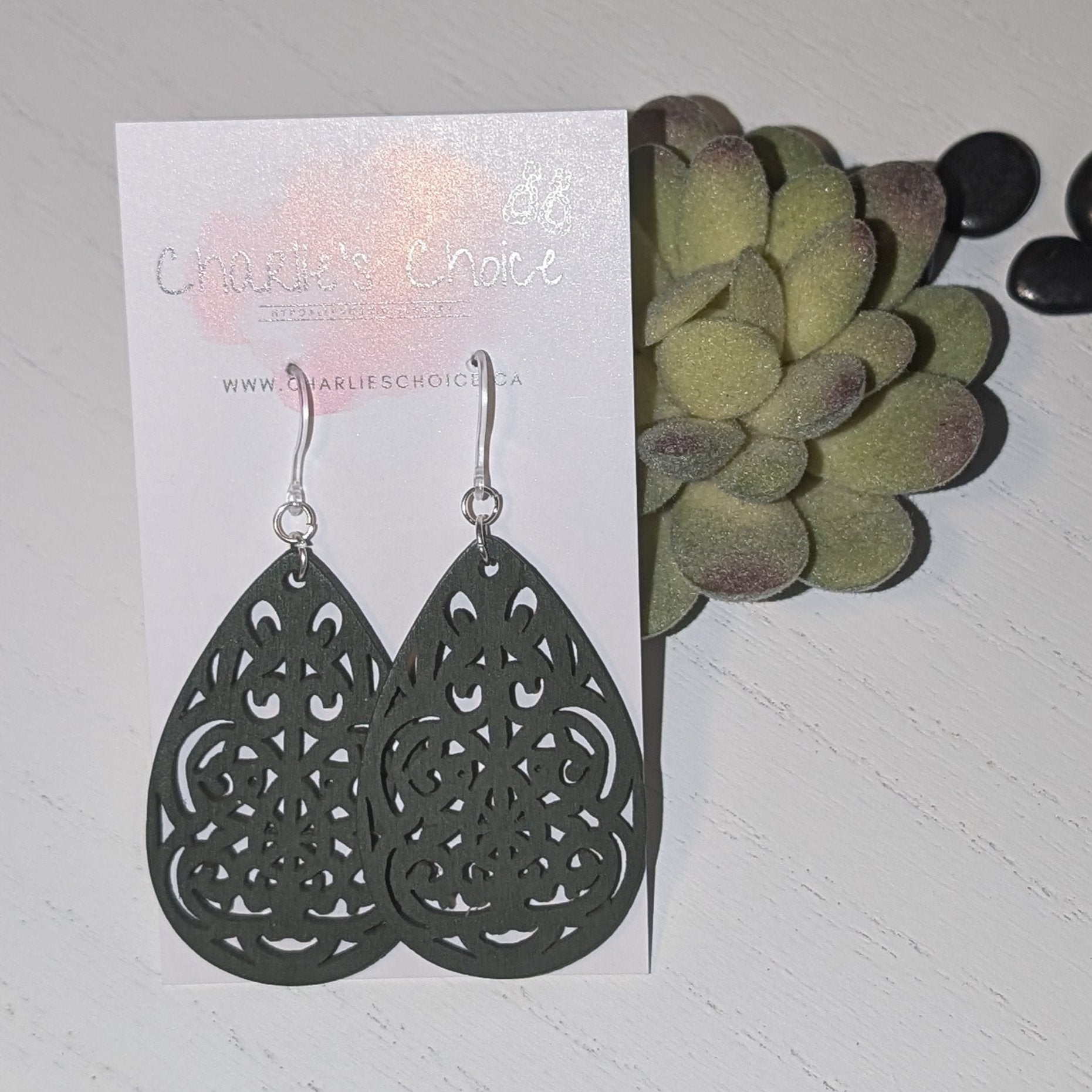 Wooden Teardrop Dangles - Charlie's Choice