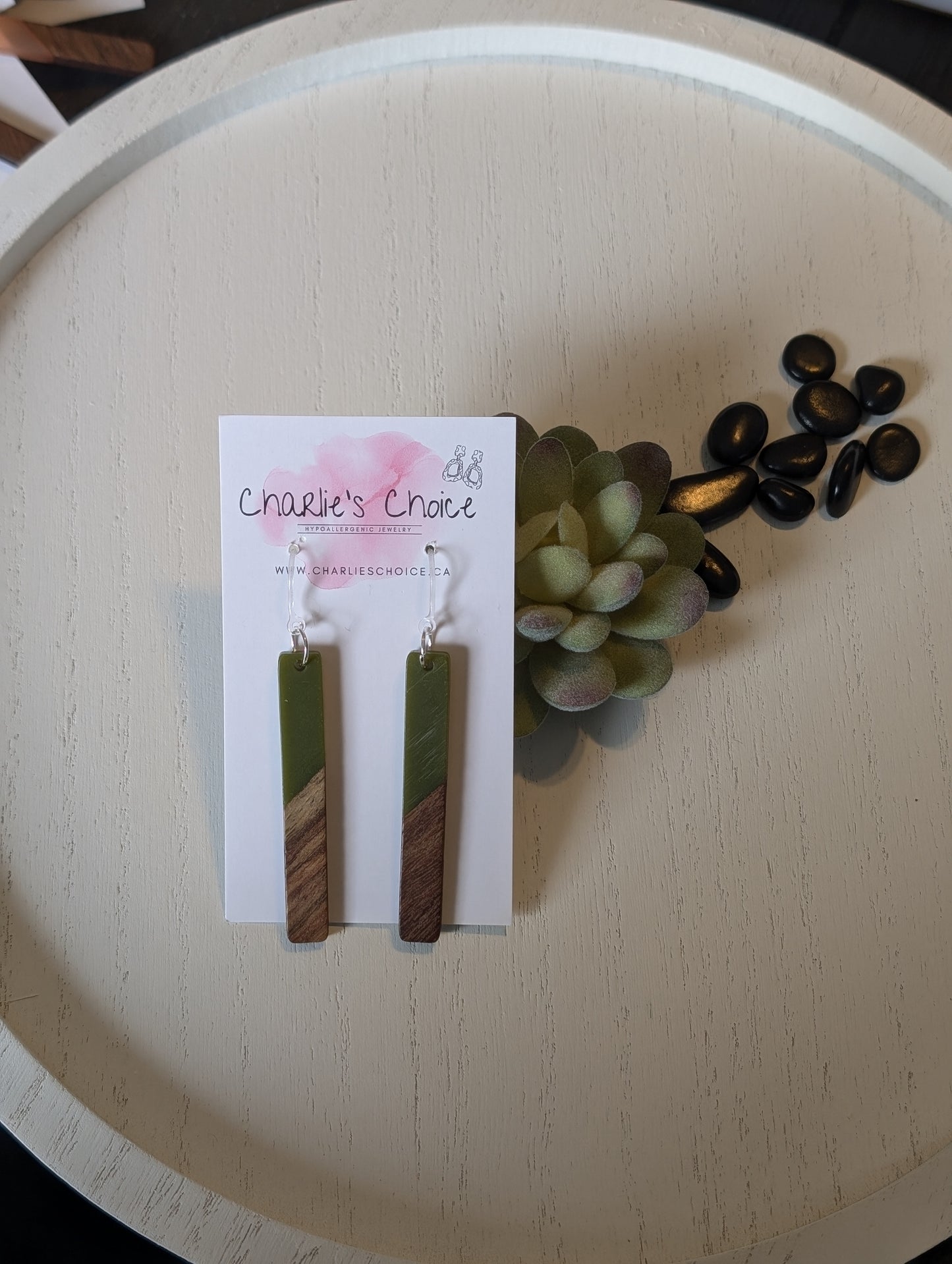 Rectangular Wooden Celluloid Dangles - Charlie's Choice