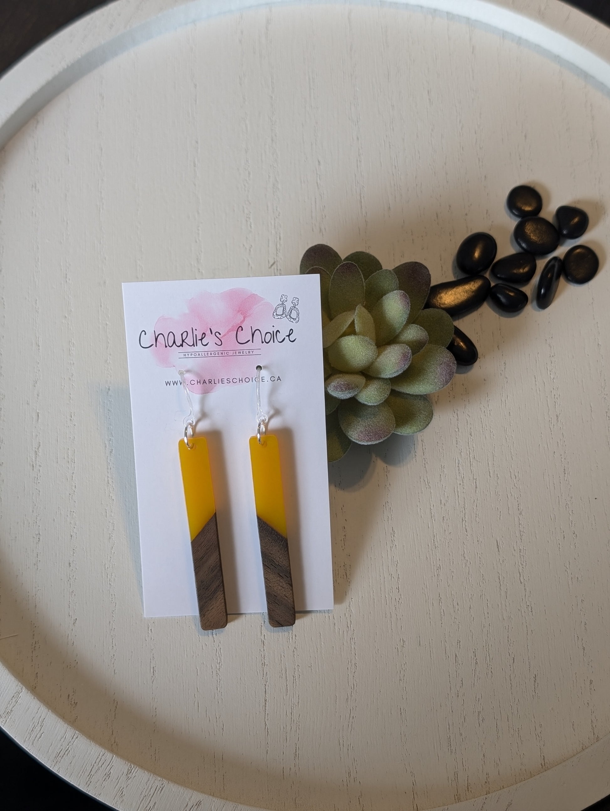 Rectangular Wooden Celluloid Dangles - Charlie's Choice