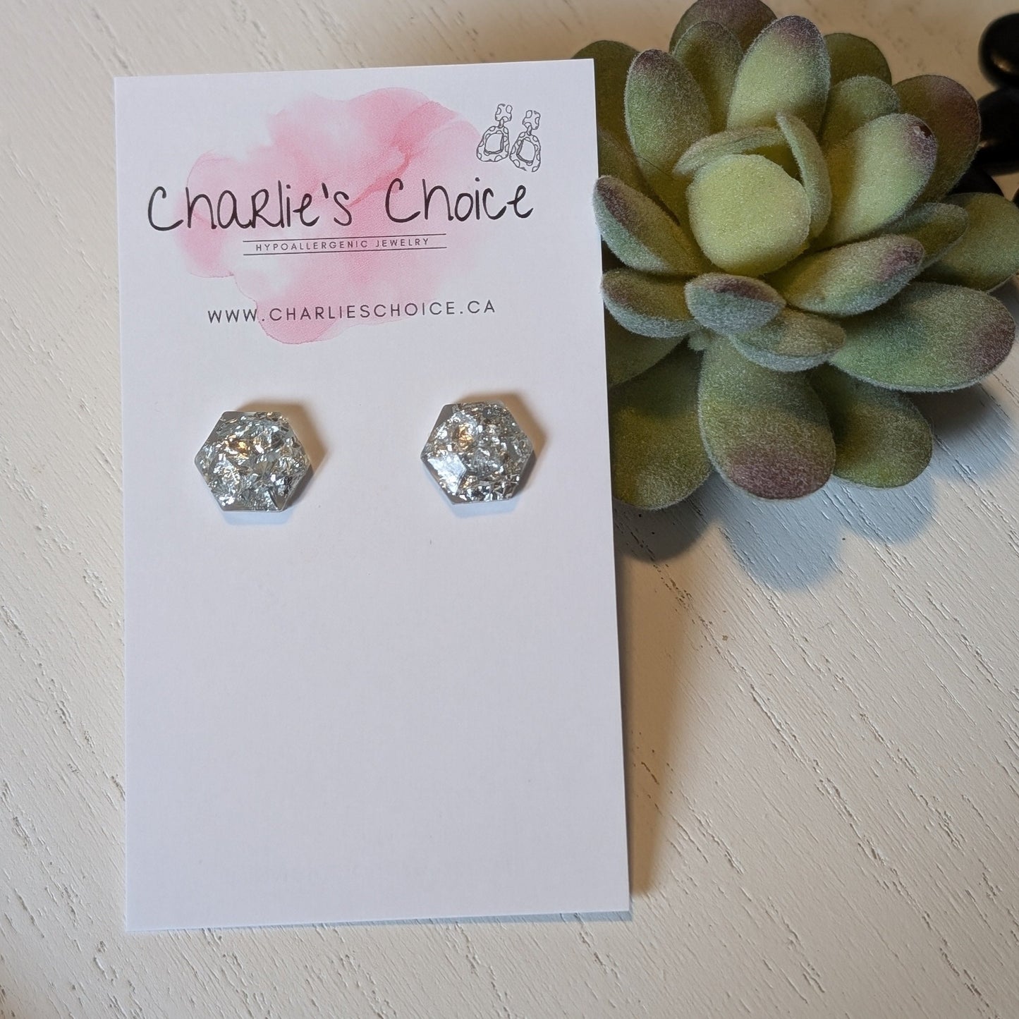 Hexagon Gem Studs