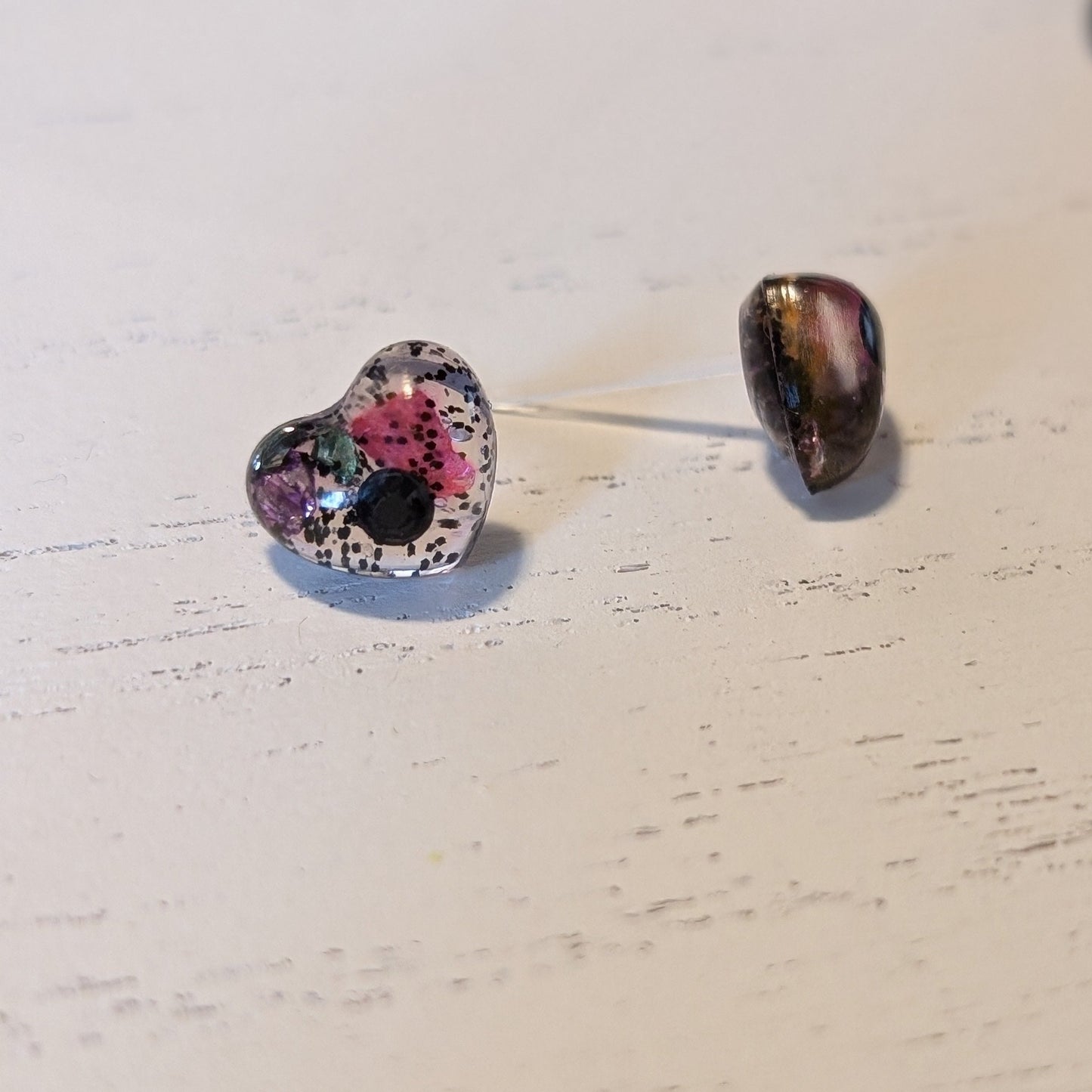 Petite Heart Confetti Glass Stud