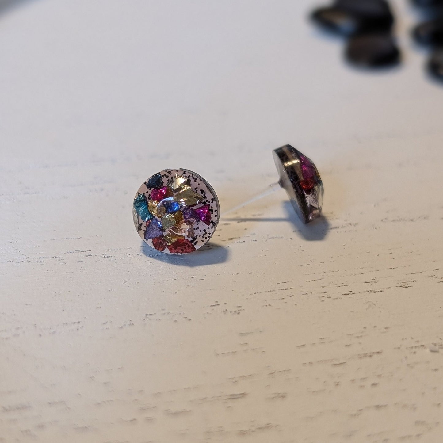 Round Confetti Glass Studs