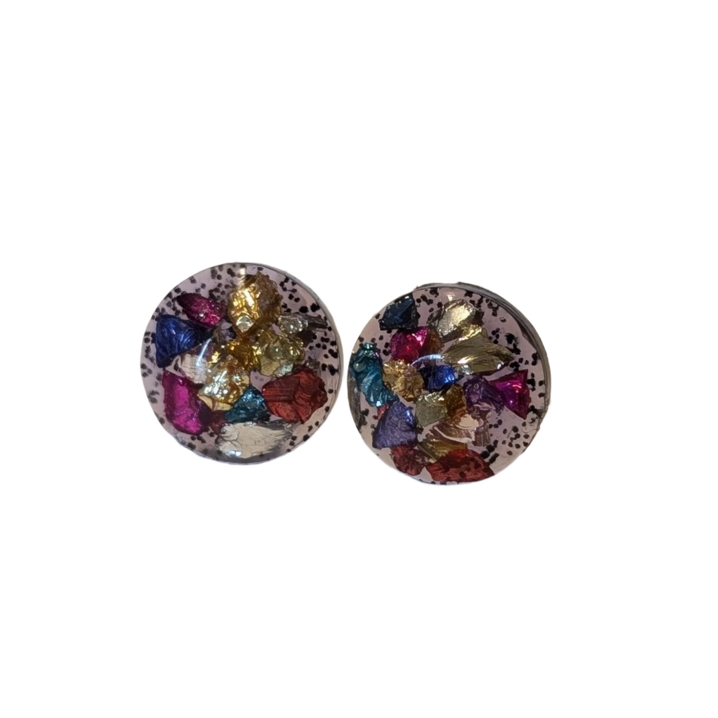 Round Confetti Glass Studs