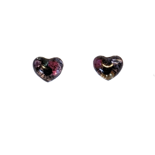 Petite Heart Confetti Glass Stud