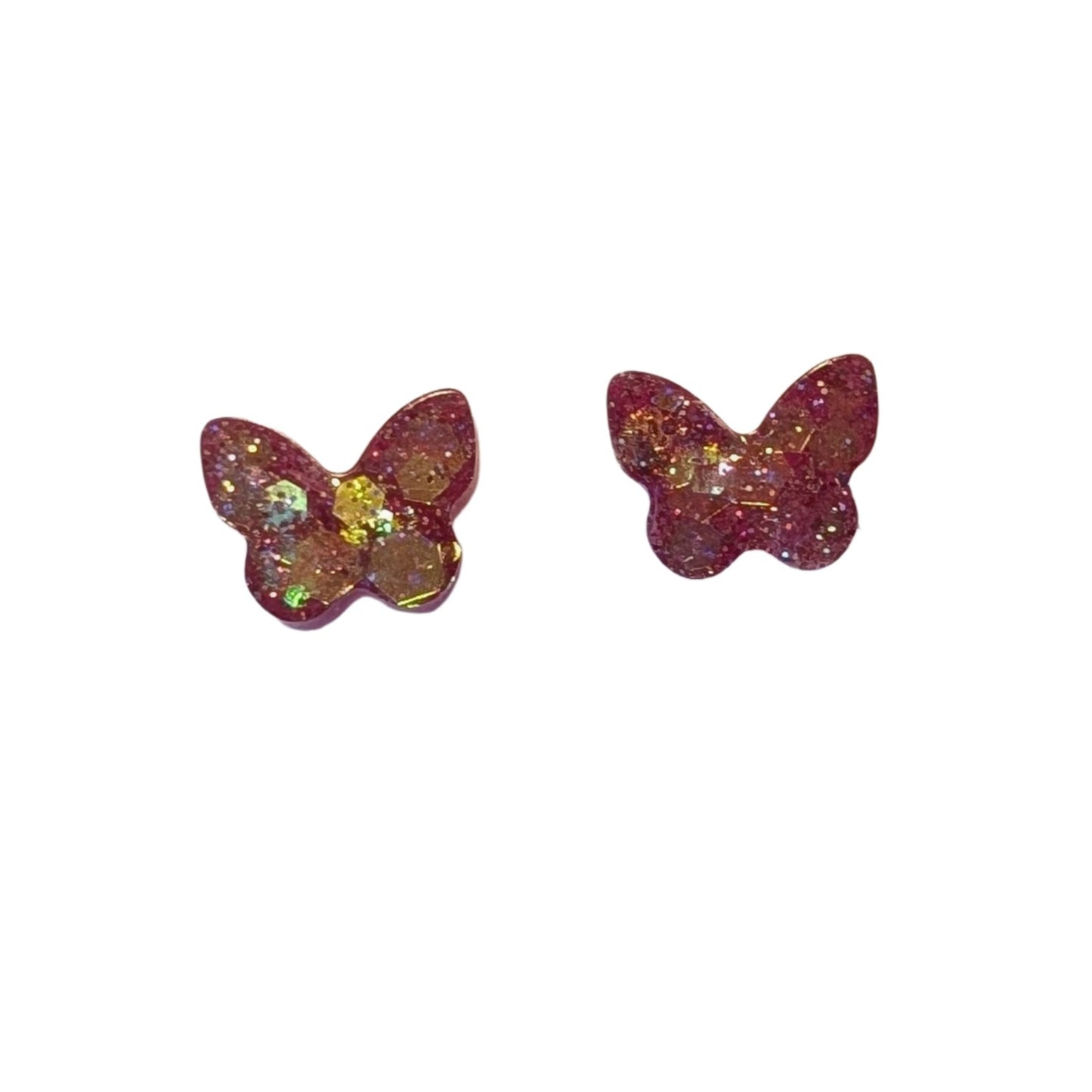 Butterfly Confetti Studs Hypoallergenic Earrings for Sensitive Ears Made with Plastic Posts