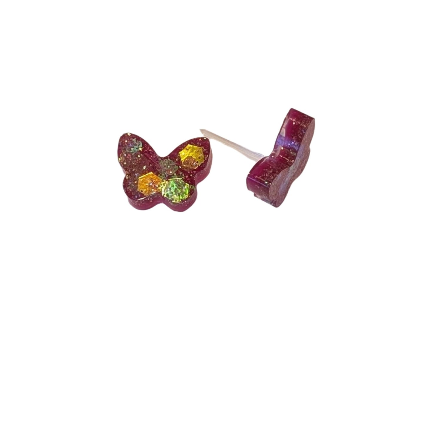 Butterfly Confetti Studs Hypoallergenic Earrings for Sensitive Ears Made with Plastic Posts