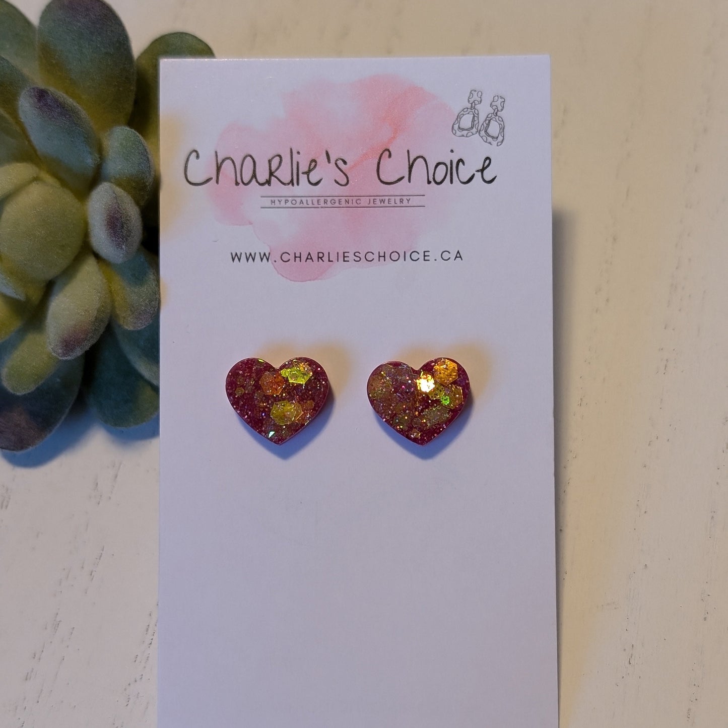 Heart Confetti Studs