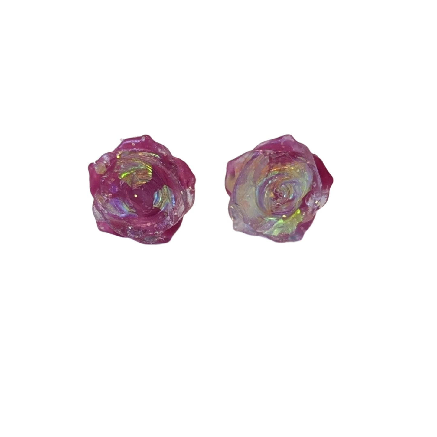 Double Colour Rose Studs Hypoallergenic Earrings for Sensitive Ears Made with Plastic Posts