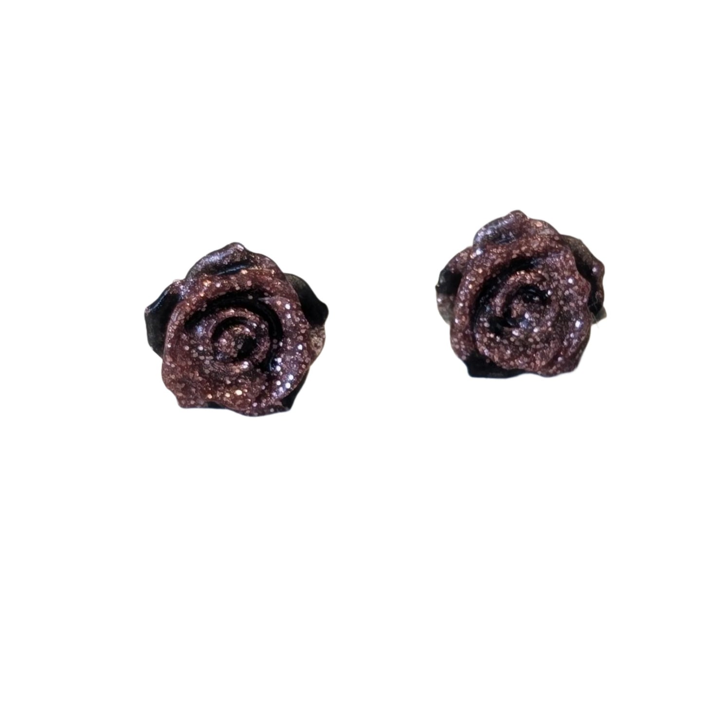 Double Colour Rose Studs Hypoallergenic Earrings for Sensitive Ears Made with Plastic Posts