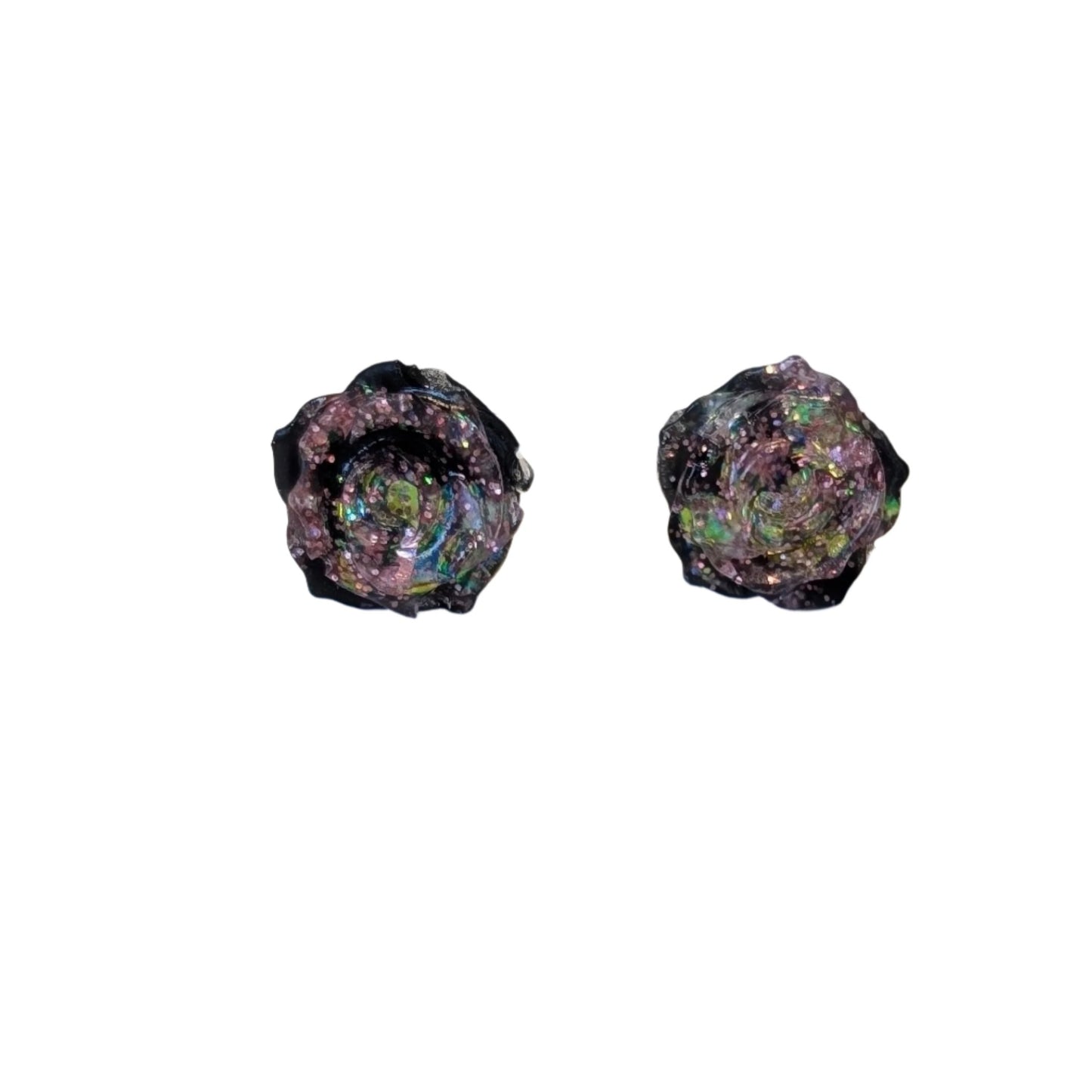 Double Colour Rose Studs Hypoallergenic Earrings for Sensitive Ears Made with Plastic Posts