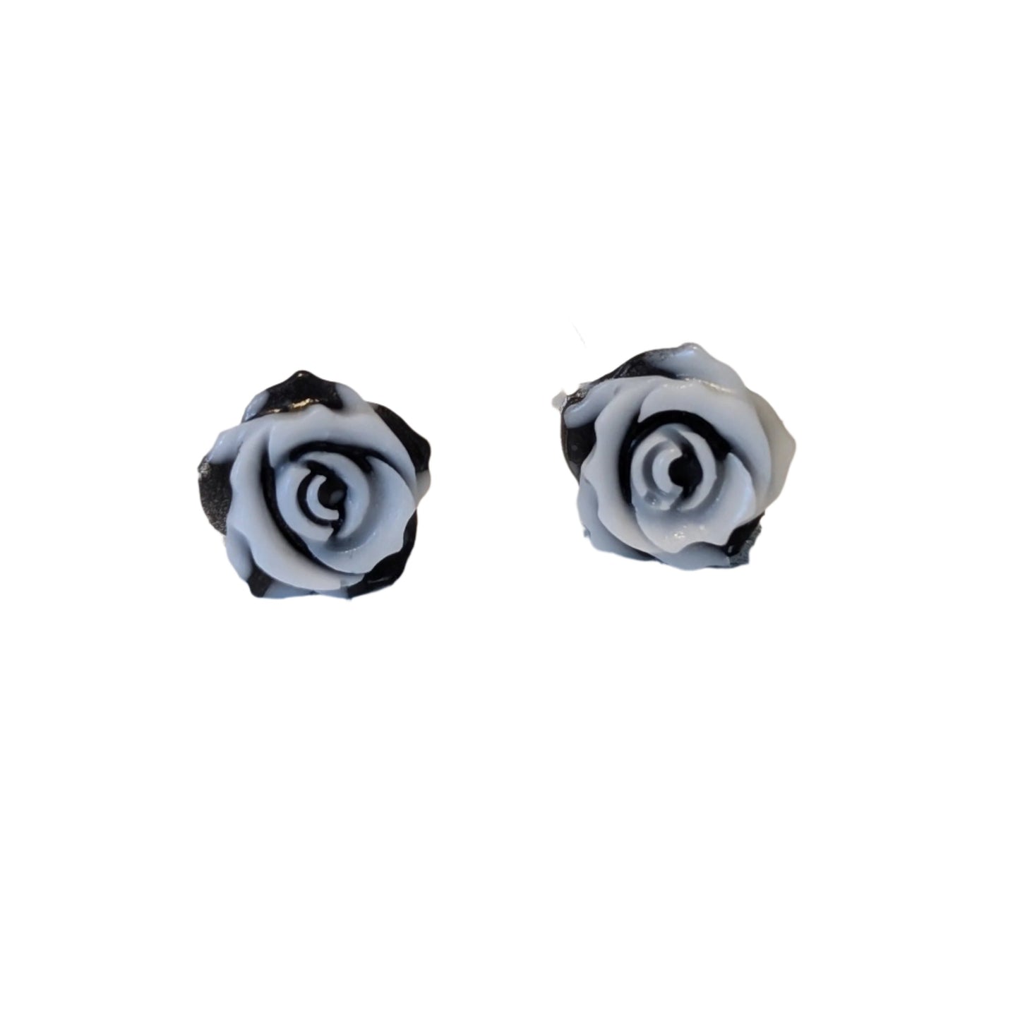 Double Colour Rose Studs Hypoallergenic Earrings for Sensitive Ears Made with Plastic Posts