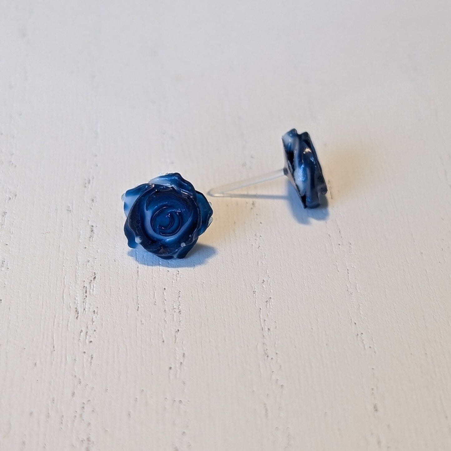 Double Colour Rose Studs Hypoallergenic Earrings for Sensitive Ears Made with Plastic Posts