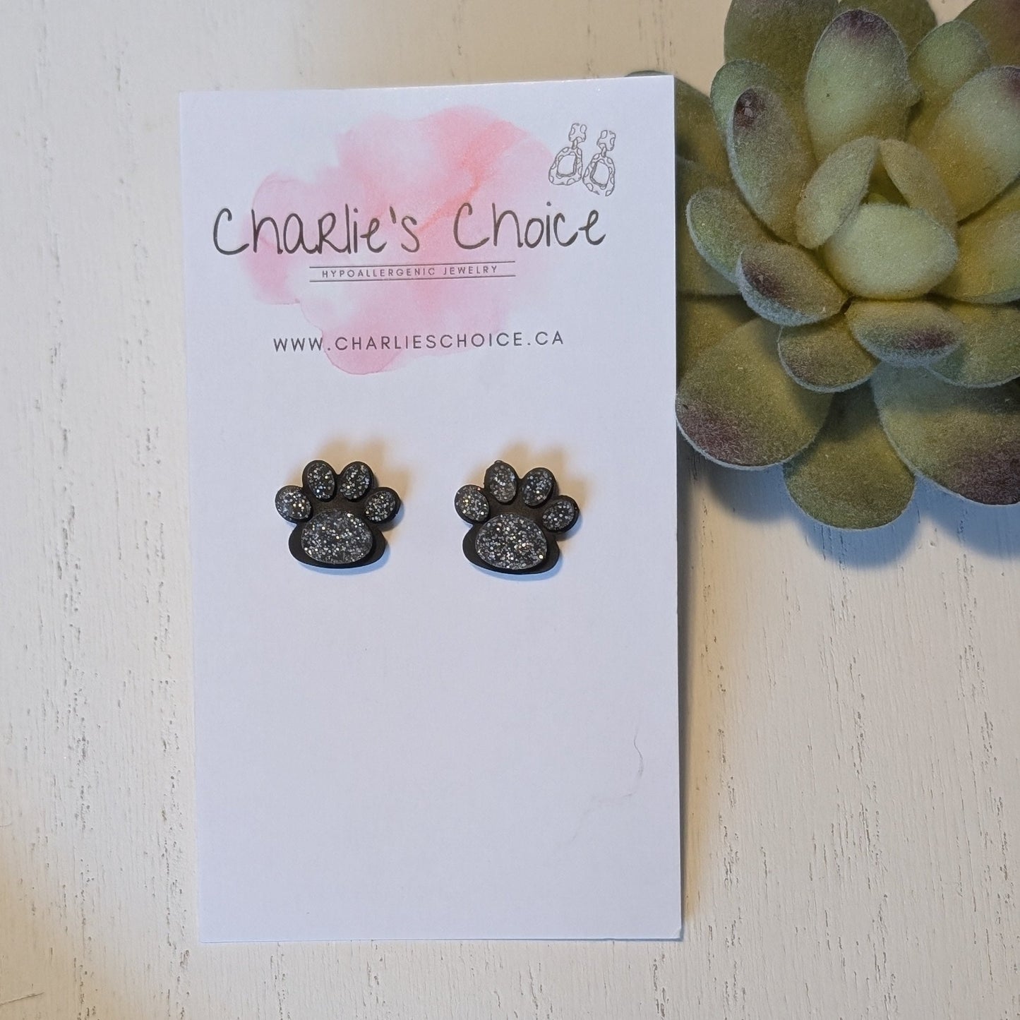 Paw Print Studs - Hypoallergenic Earrings for Sensitive Ears Made with Plastic Posts