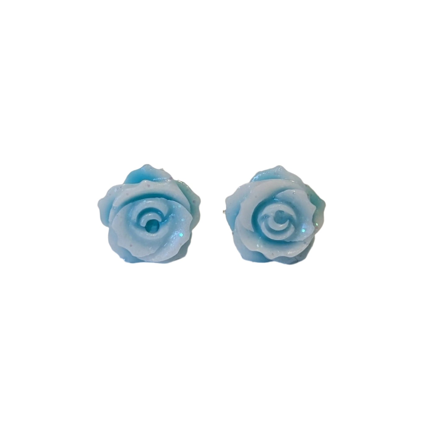 Double Colour Glitter Tipped Rose Studs Hypoallergenic Earrings for Sensitive Ears Made with Plastic Posts