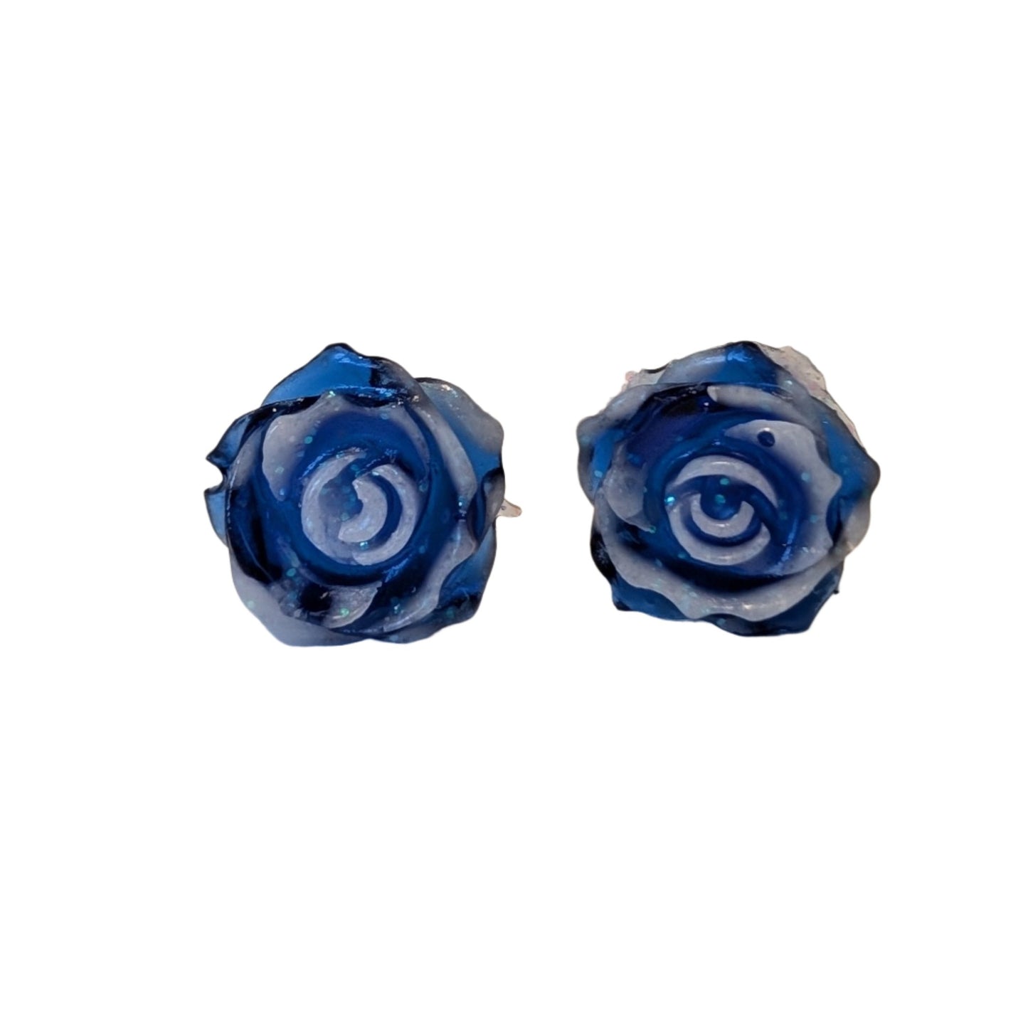 Double Colour Glitter Tipped Rose Studs Hypoallergenic Earrings for Sensitive Ears Made with Plastic Posts