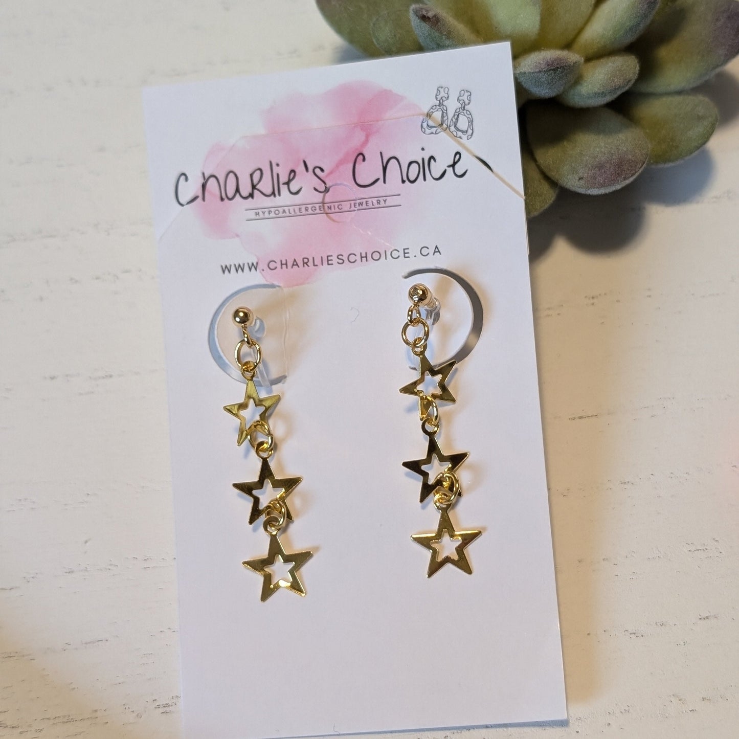 Triple Star Clip-On Earrings - Plastic Eco Friendly Hypoallergenic Earring