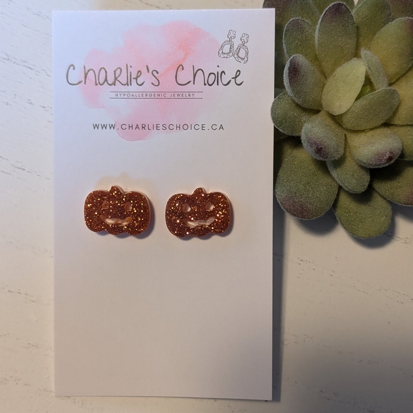 Pumpkin Studs Hypoallergenic Earrings for Sensitive Ears made with Plastic Posts