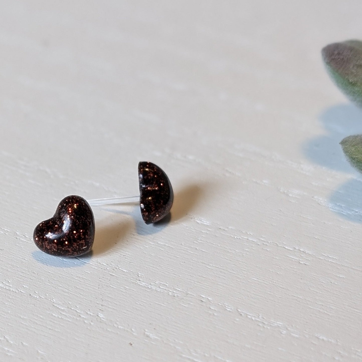 Petite Glitter Heart Studs