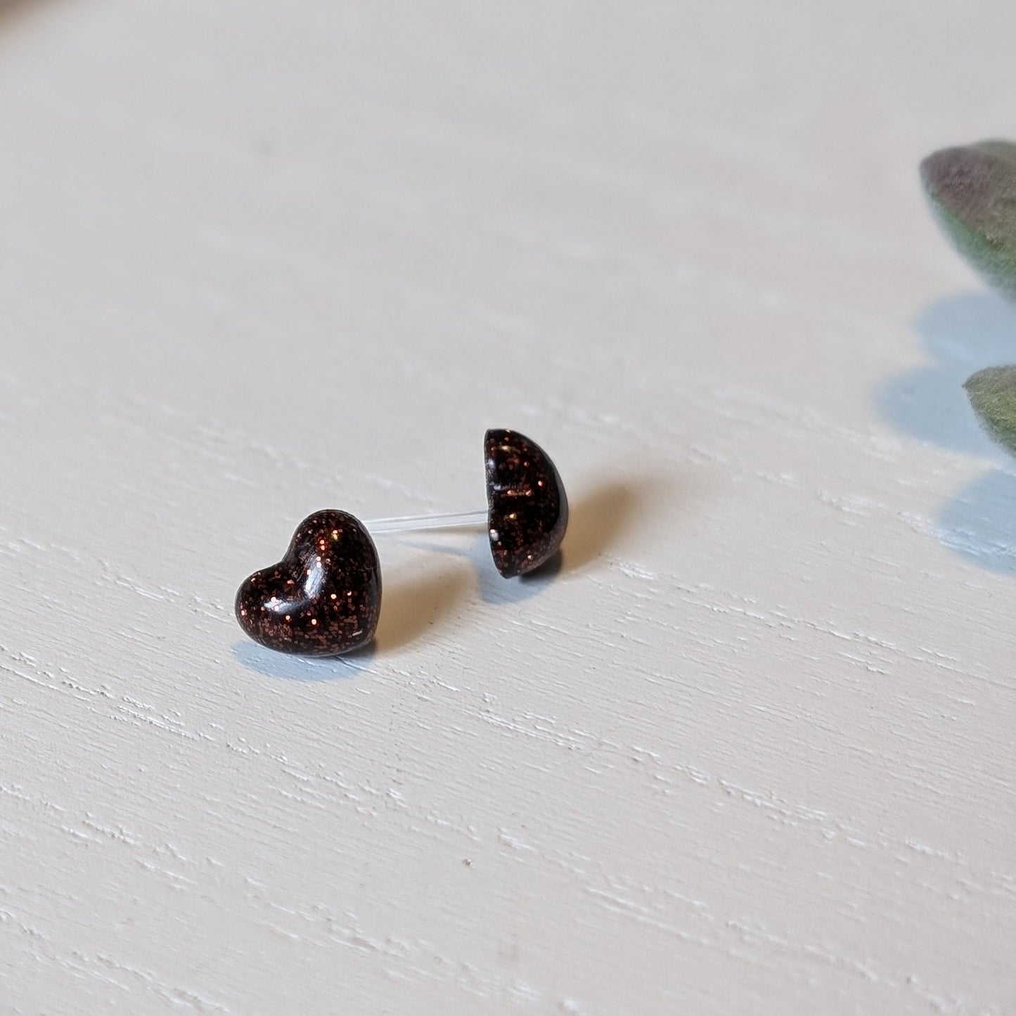 Mini Glitter Heart Studs