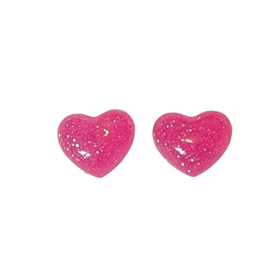 Petite Glitter Heart Studs