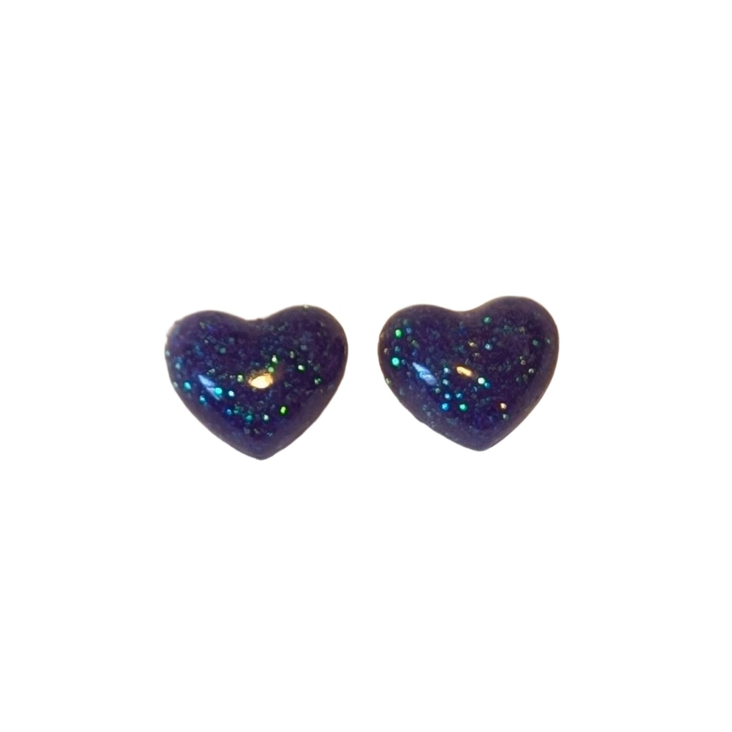 Petite Glitter Heart Studs