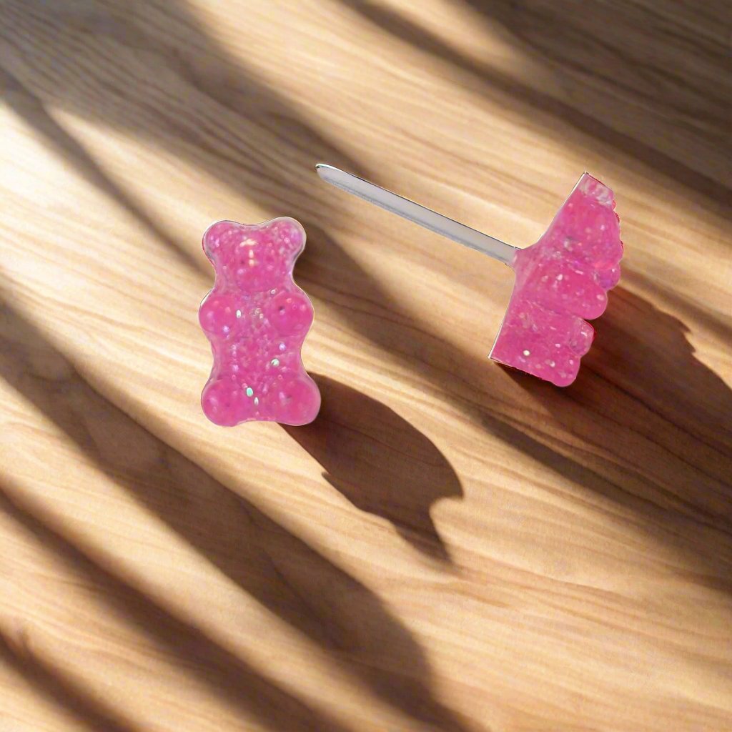 Gummy Bear Studs Hypoallergenic Earrings for Sensitive Ears Made with Plastic Posts