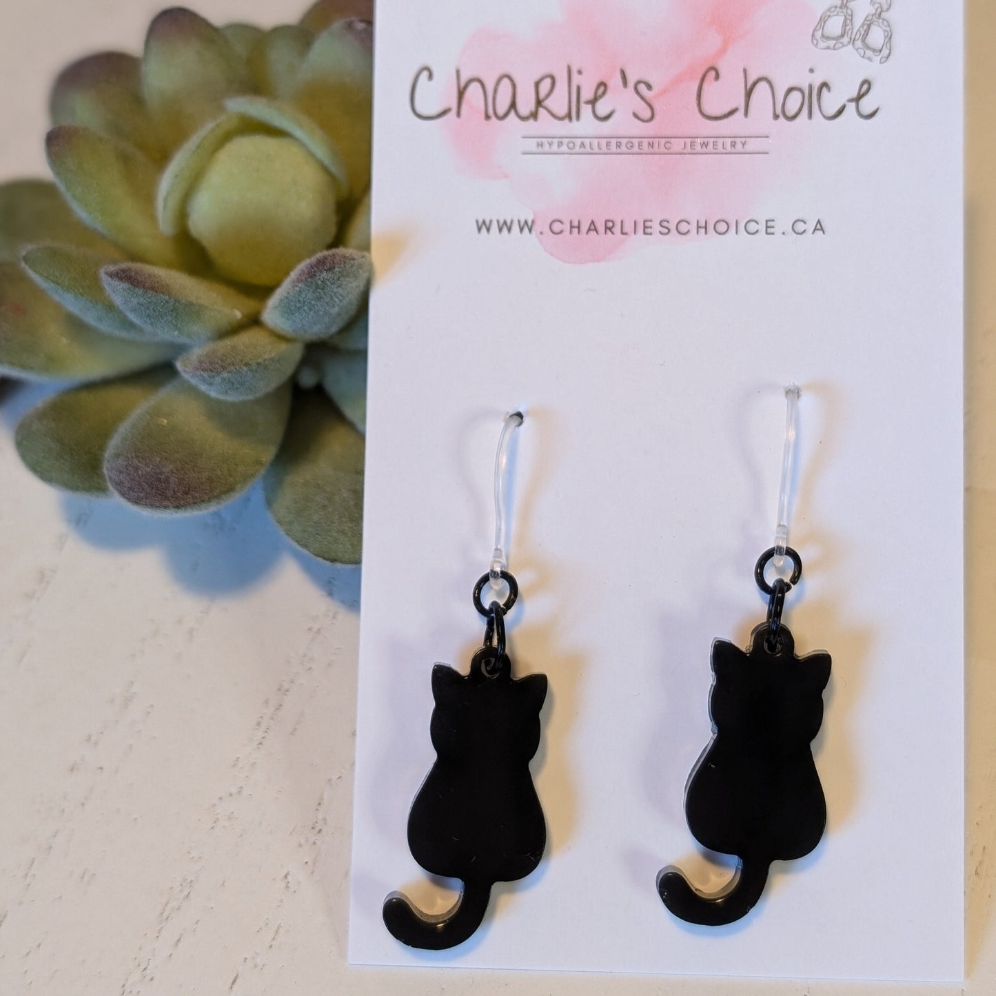 Dangle Tail Cat Dangles Hypoallergenic Earrings for Sensitive Ears Made with Plastic Hooks