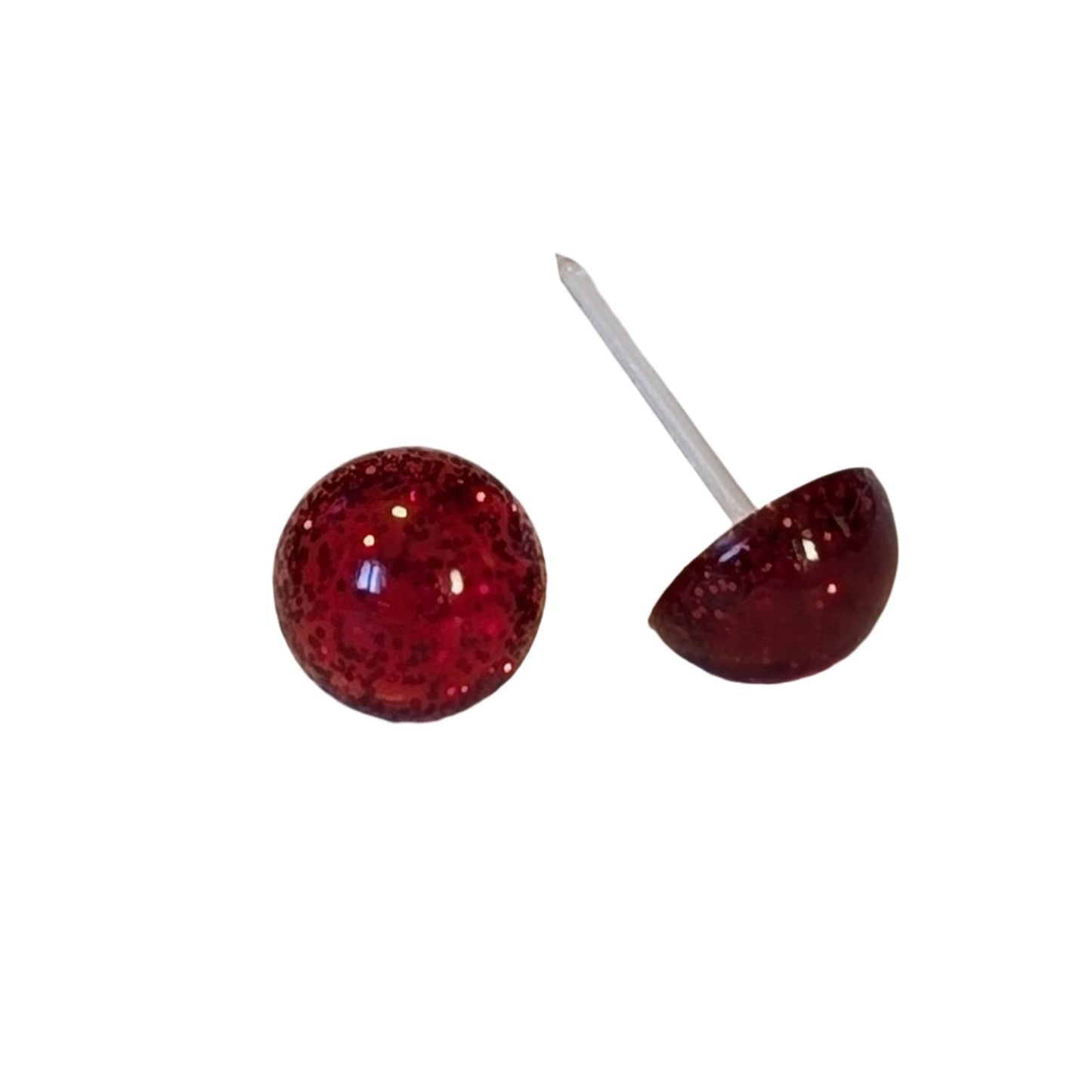 Glitter Button 8mm Studs Hypoallergenic Earrings for Sensitive Ears Made with Plastic Post