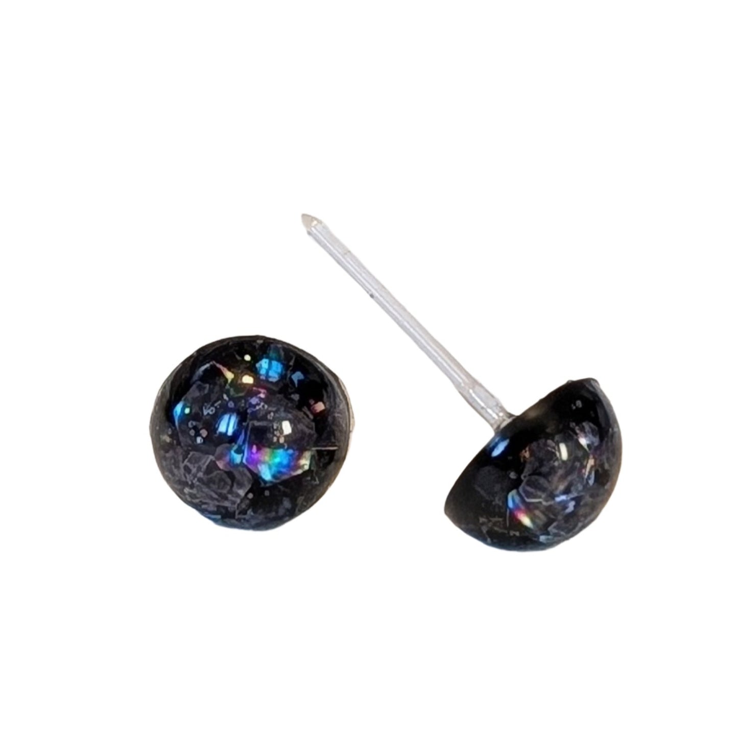 Glitter Button 8mm Studs Hypoallergenic Earrings for Sensitive Ears Made with Plastic Post