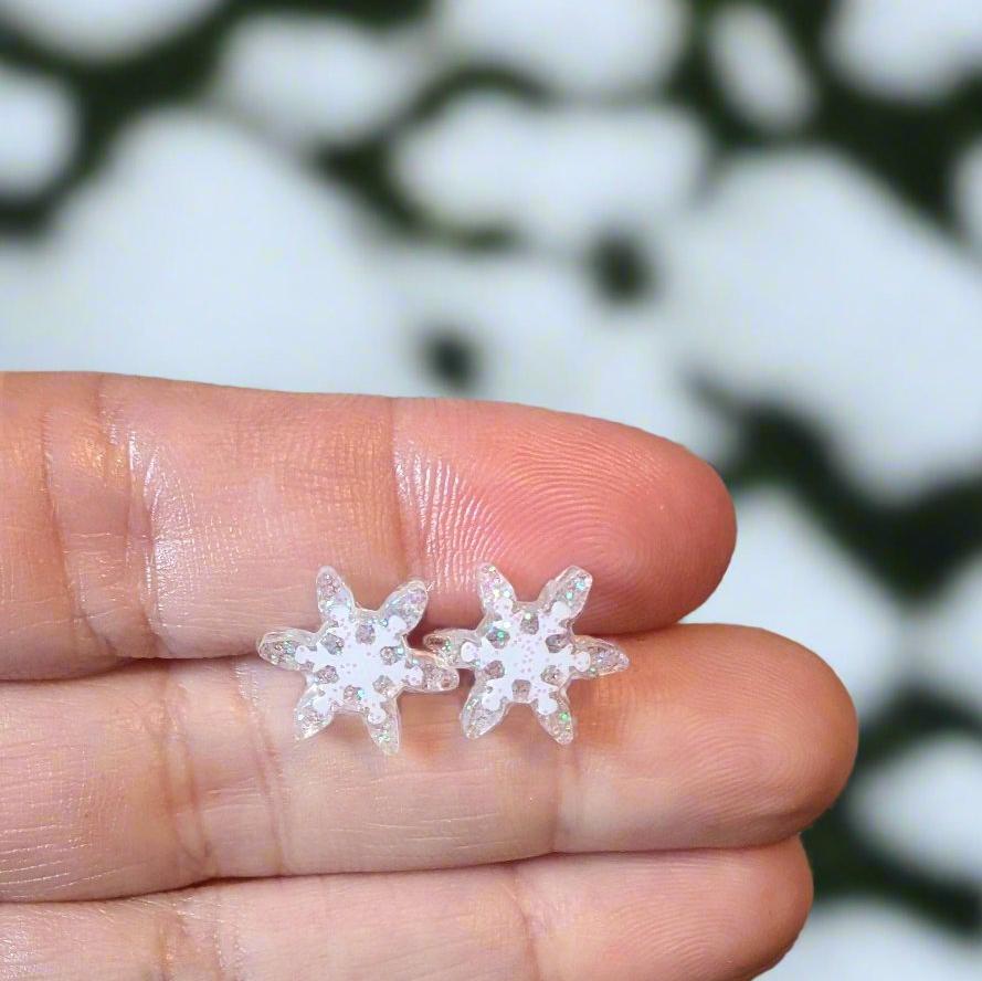 Snowflake Studs Hypoallergenic Earrings for Sensitive Ears Made with Plastic Posts