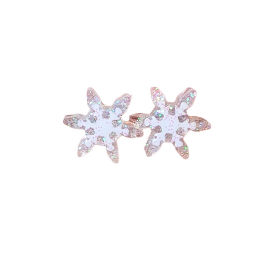 Snowflake Studs Hypoallergenic Earrings for Sensitive Ears Made with Plastic Posts