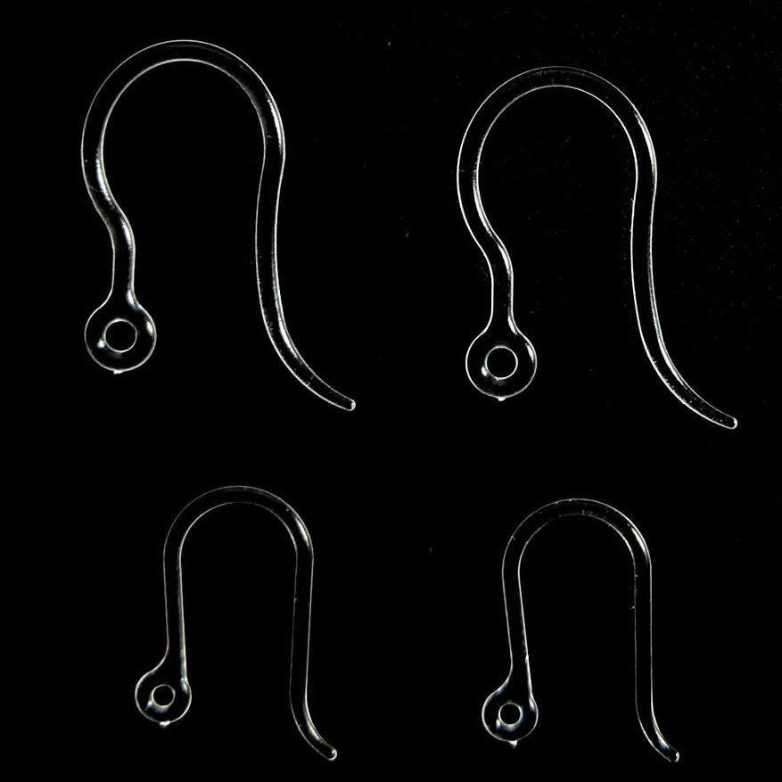 Hypoallergenic Clear Plastic Hook Earrings (Blanks)