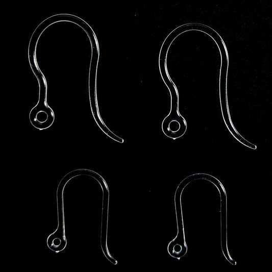 Hypoallergenic Clear Plastic Hook Earrings (Blanks)