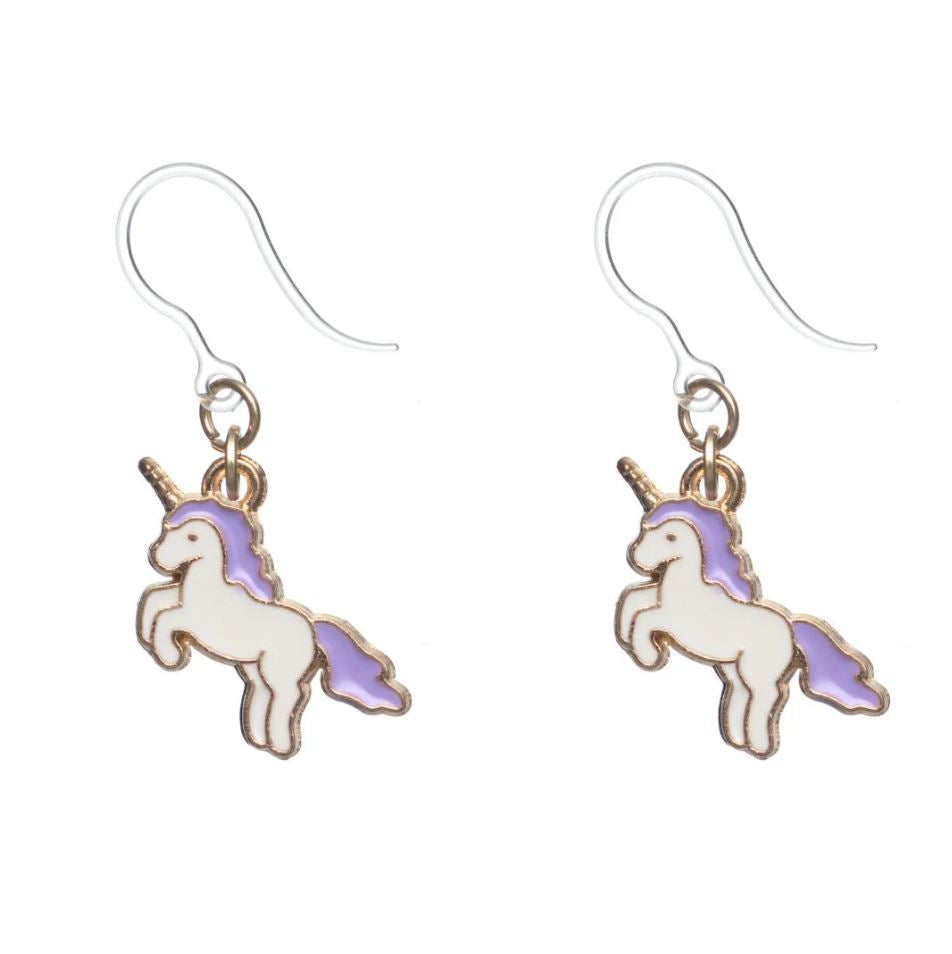 Unicorn Dangles Hypoallergenic Earrings for Sensitive Ears Made with Plastic Posts